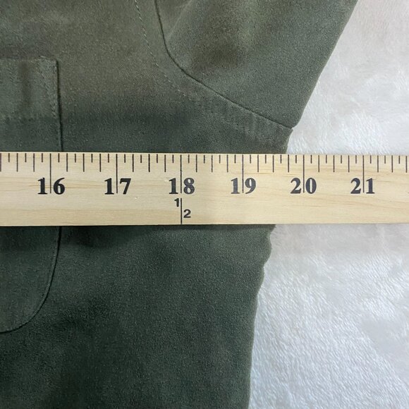Sonoma Suede Button Up Shirt Olive Army Green Size PM - Picture 7 of 9